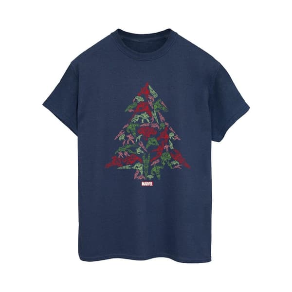 Marvel Womens/Ladies Avengers Christmas Tree Cotton Boyfriend T-Shirt