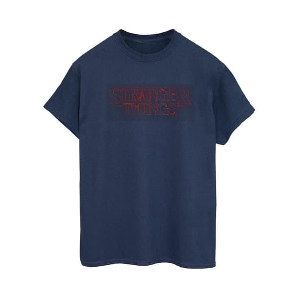 Netflix Dam/Tjej Stranger Things Glow Logo Boyfriend T-shirt i bomull
