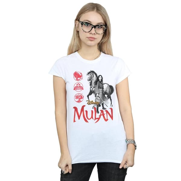 Disney Dam/kvinnor Mulan Movie Horse Pose - T-shirt i bomull