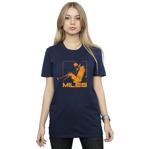 Miles Davis Womens/Ladies Orange Square Cotton Boyfriend T-Shirt