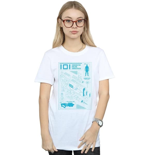 Ready Player One IOI Laser Rifle Blueprint - Boyfriend-t-shirt i bomull för kvinnor/damer