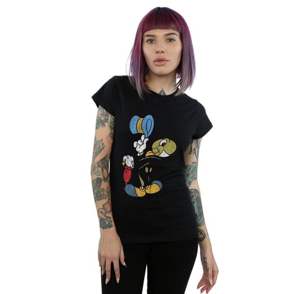 Disney Dam/Tjej Pinocchio Jiminy Cricket T-shirt i bomull