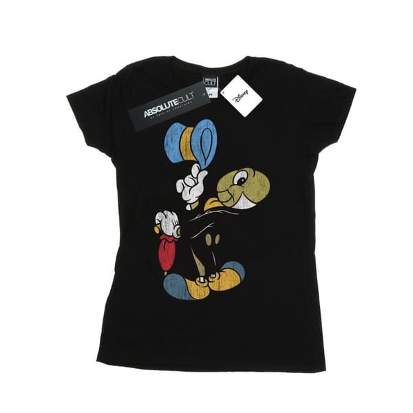 Disney Dam/Tjej Pinocchio Jiminy Cricket T-shirt i bomull Black L