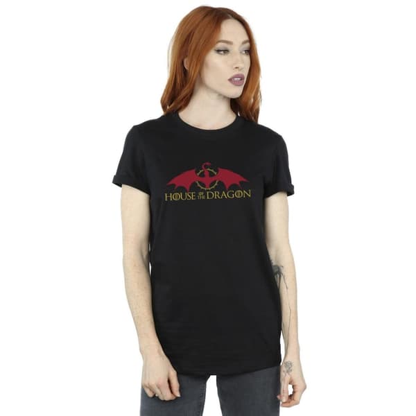 Game Of Thrones: House Of The Dragon Dam/Tjej - Boyfriend-t-shirt i bomull med draklogo