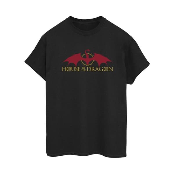 Game Of Thrones: House Of The Dragon Dam/Tjej - Boyfriend-t-shirt i bomull med draklogo
