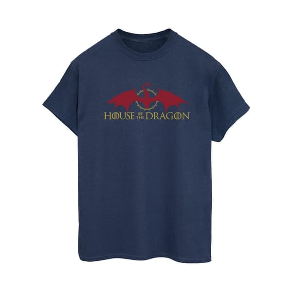 Game Of Thrones: House Of The Dragon Dam/Tjej - Boyfriend-t-shirt i bomull med draklogo