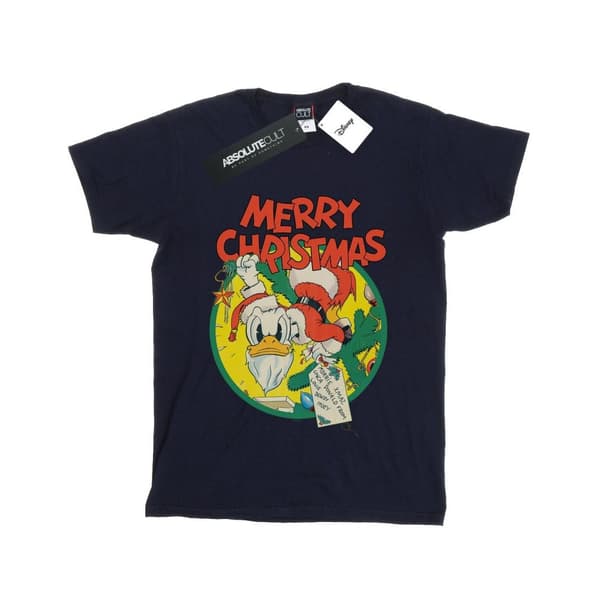 Disney Girls Donald Duck Merry Christmas Cotton T-Shirt