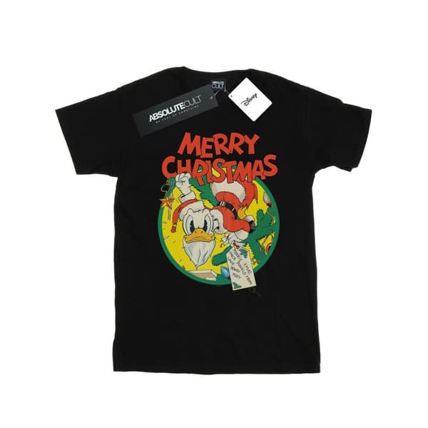 Disney Girls Donald Duck Merry Christmas Cotton T-Shirt