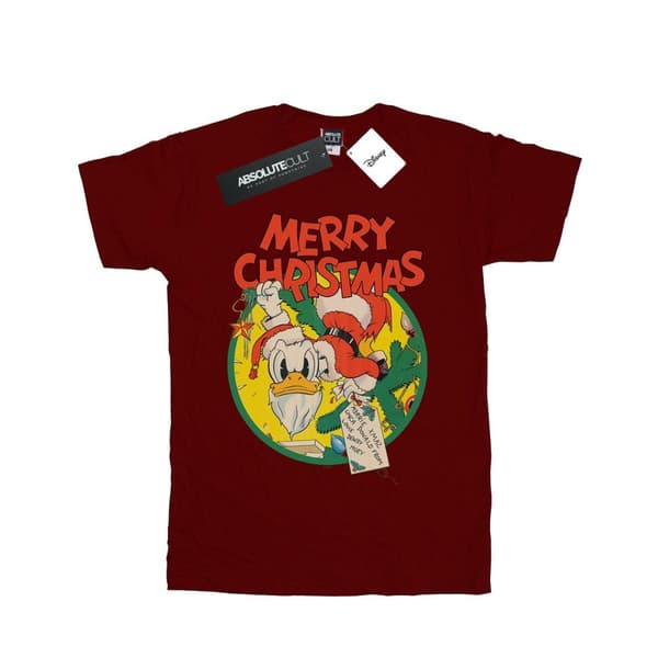 Disney Girls Donald Duck Merry Christmas Cotton T-Shirt