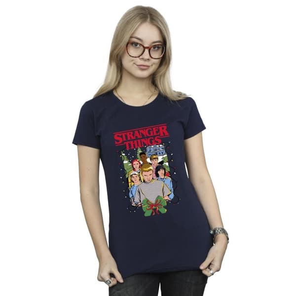 Netflix Dam/Tjej Stranger Things Christmas Poster T-shirt i bomull