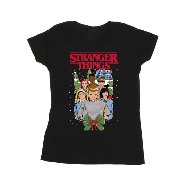 Netflix Dam/Tjej Stranger Things Christmas Poster T-shirt i bomull