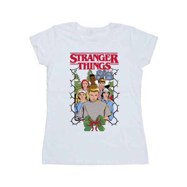 Netflix Dam/Tjej Stranger Things Christmas Poster T-shirt i bomull