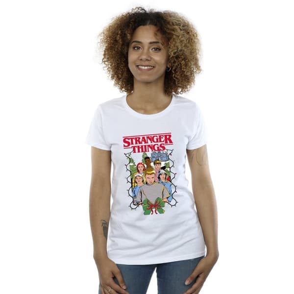 Netflix Dam/Tjej Stranger Things Christmas Poster T-shirt i bomull