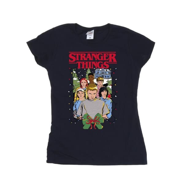 Netflix Dam/Tjej Stranger Things Christmas Poster T-shirt i bomull
