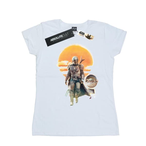 Star Wars Womens/Ladies The Mandalorian Sunset Poster Cotton T-Shirt
