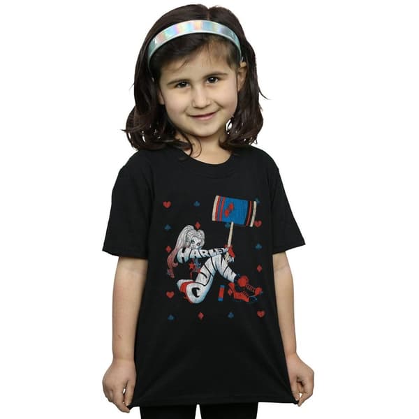 DC Comics Girls Harley Quinn Playing Card Suit Cotton T-Shirt