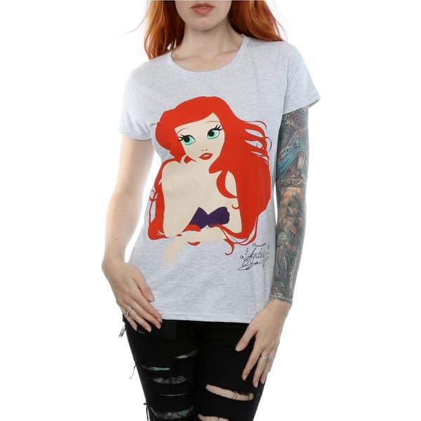 Disney Princess Womens/Ladies The Little Mermaid Ariel Silhouette Cotton T-Shirt