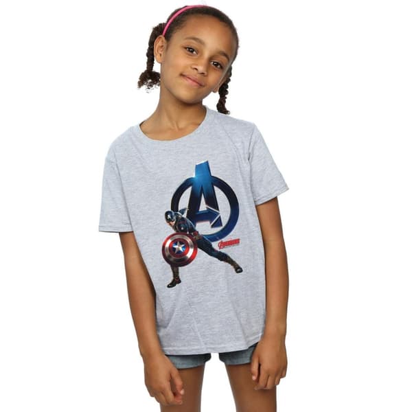 Marvel Girls Captain America Pose Cotton T-Shirt