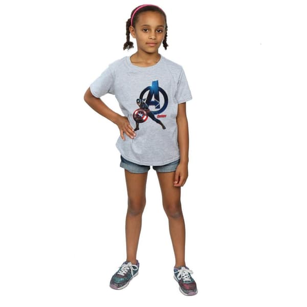Marvel Girls Captain America Pose Cotton T-Shirt