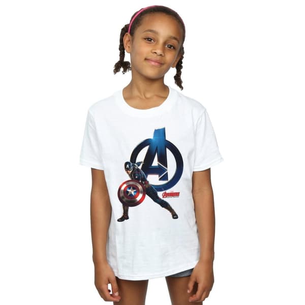Marvel T-shirt i bomull med Captain America-pose för flickor