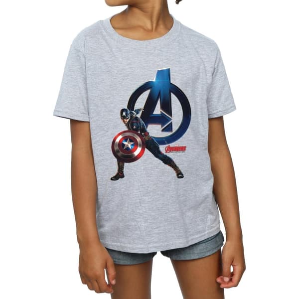 Marvel Girls Captain America Pose Cotton T-Shirt