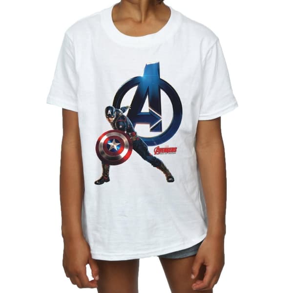 Marvel T-shirt i bomull med Captain America-pose för flickor
