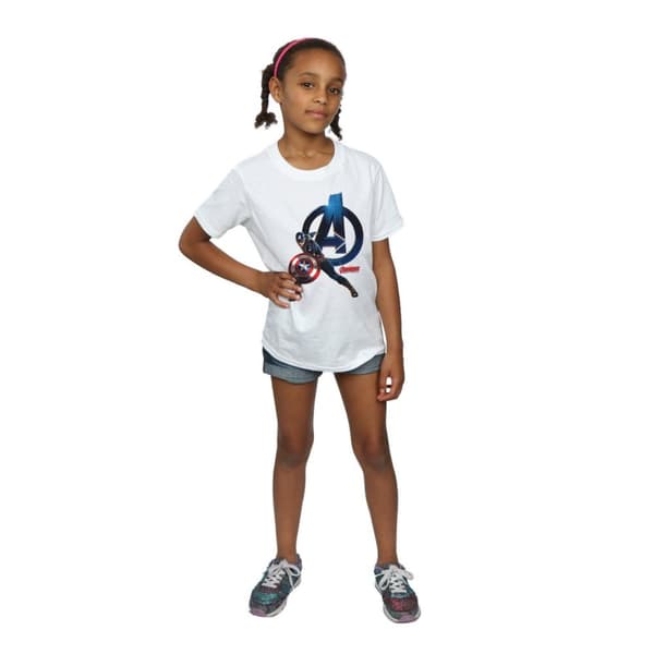 Marvel T-shirt i bomull med Captain America-pose för flickor