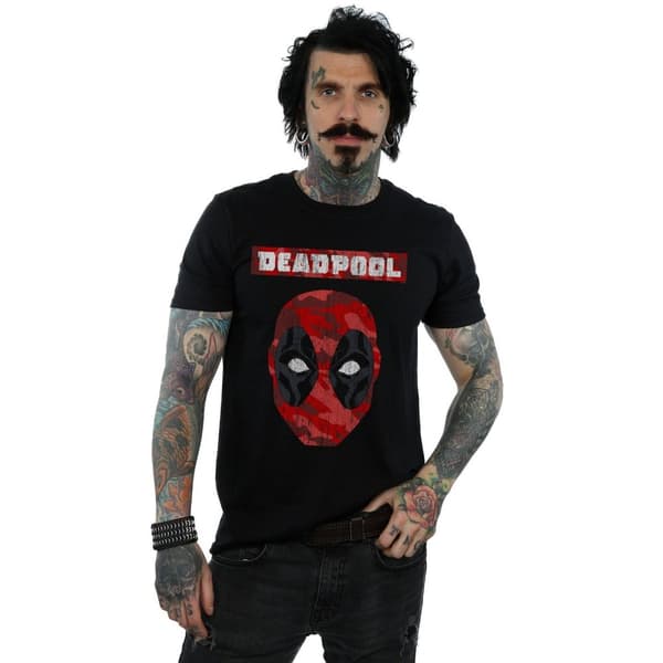 Marvel T-shirt med kamouflagemönster och huvud för herrar Deadpool