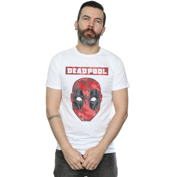 Marvel T-shirt med kamouflagemönster och huvud för herrar Deadpool