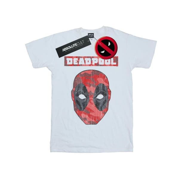 Marvel T-shirt med kamouflagemönster och huvud för herrar Deadpool White 4XL