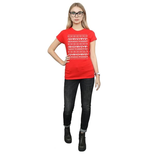 Disney Dam/Tjej Mickey And Minnie Christmas Fair Isle T-shirt i bomull