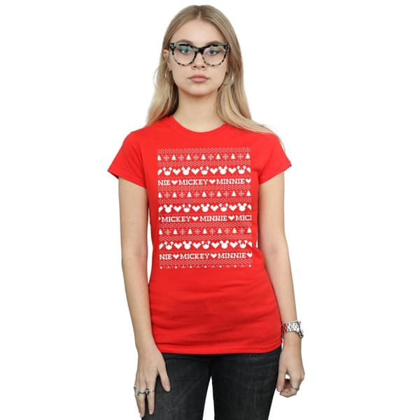 Disney Dam/Tjej Mickey And Minnie Christmas Fair Isle T-shirt i bomull