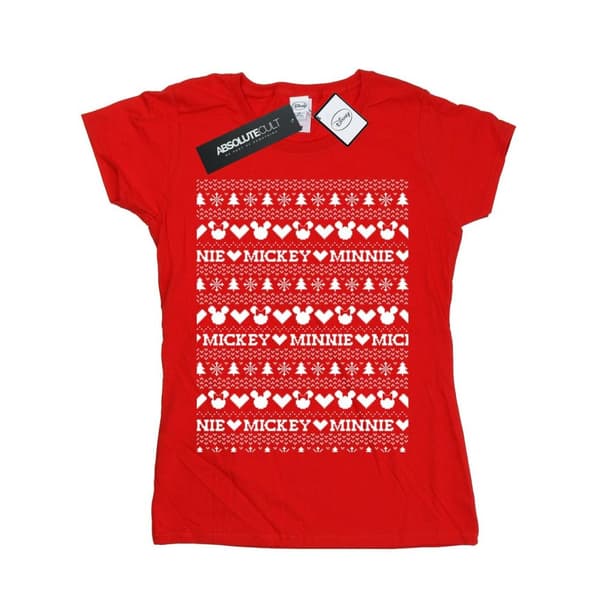 Disney Dam/Tjej Mickey And Minnie Christmas Fair Isle T-shirt i bomull