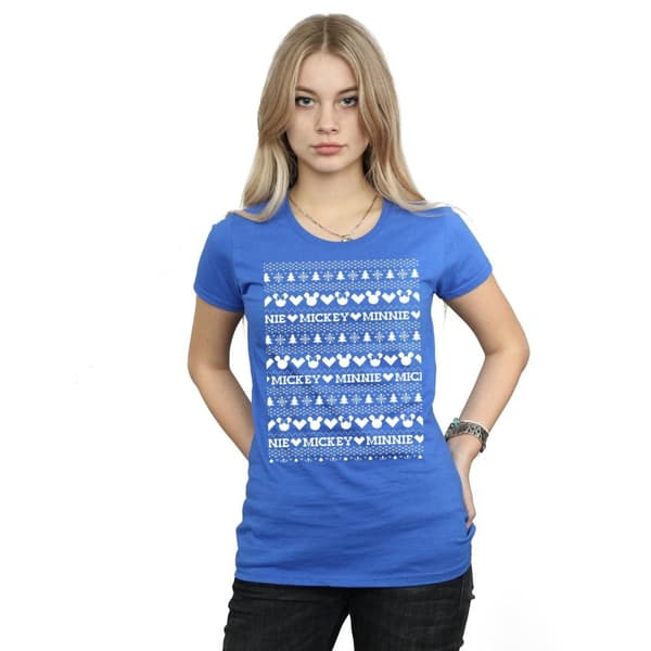 Disney Dam/Tjej Mickey And Minnie Christmas Fair Isle T-shirt i bomull