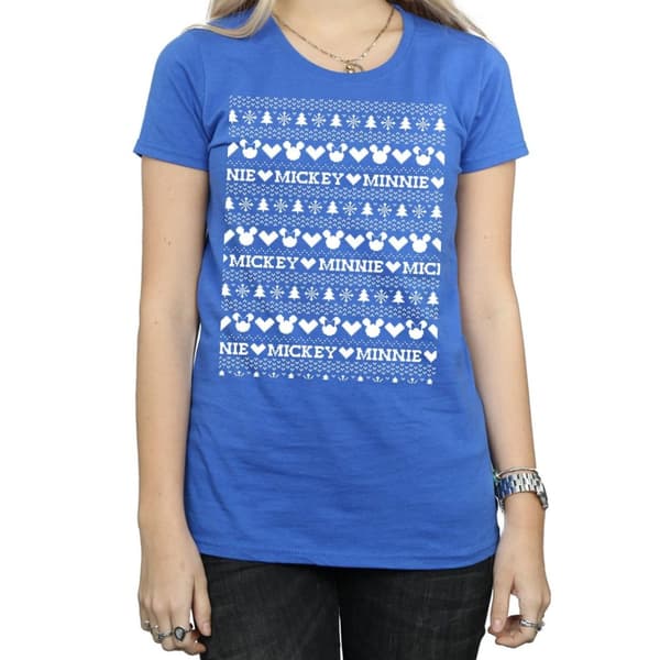 Disney Dam/Tjej Mickey And Minnie Christmas Fair Isle T-shirt i bomull