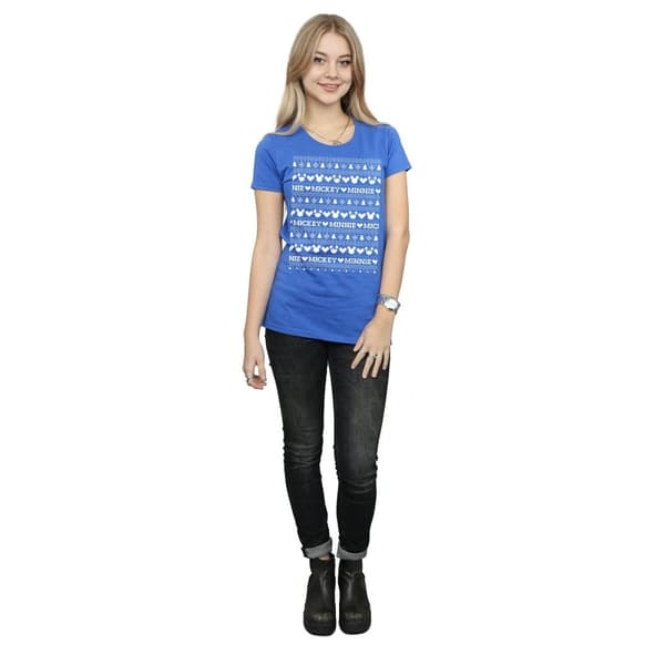 Disney Dam/Tjej Mickey And Minnie Christmas Fair Isle T-shirt i bomull
