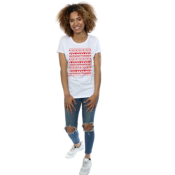 Disney Dam/Tjej Mickey And Minnie Christmas Fair Isle T-shirt i bomull