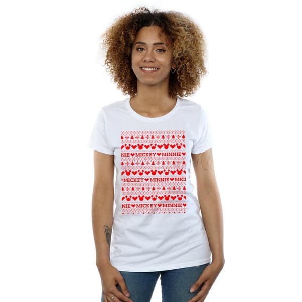 Disney Dam/Tjej Mickey And Minnie Christmas Fair Isle T-shirt i bomull