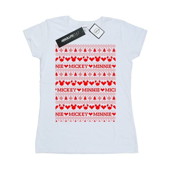 Disney Dam/Tjej Mickey And Minnie Christmas Fair Isle T-shirt i bomull