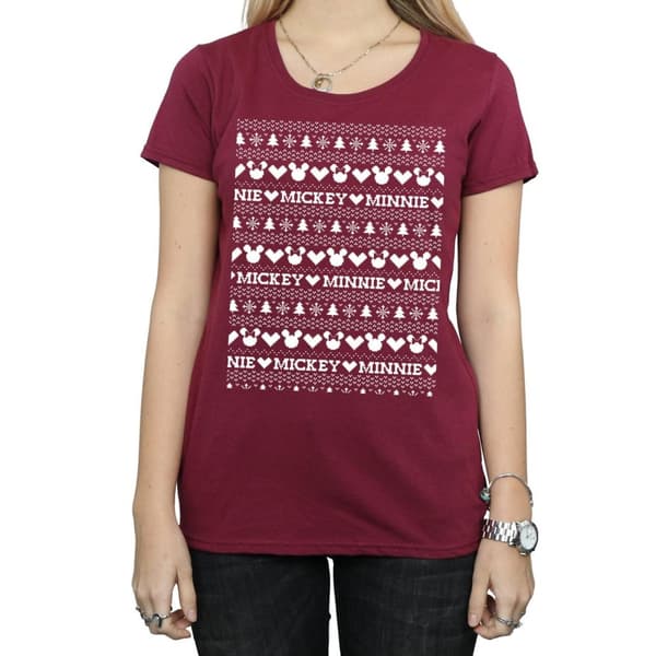 Disney Dam/Tjej Mickey And Minnie Christmas Fair Isle T-shirt i bomull