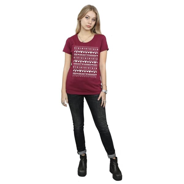 Disney Dam/Tjej Mickey And Minnie Christmas Fair Isle T-shirt i bomull