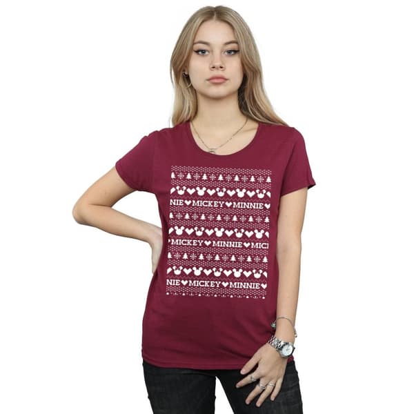 Disney Dam/Tjej Mickey And Minnie Christmas Fair Isle T-shirt i bomull