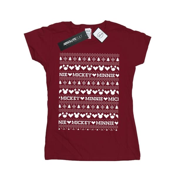 Disney Dam/Tjej Mickey And Minnie Christmas Fair Isle T-shirt i bomull