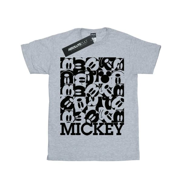 Disney Musse Pigg T-shirt i bomull med rutnät för flickor Sports Grey 7-8 Years