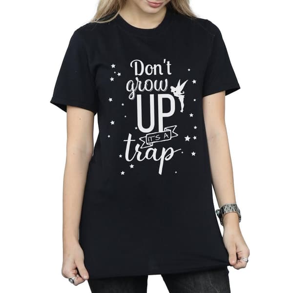 Disney Womens/Ladies Tinker Bell Don´t Grow Up Cotton Boyfriend T-Shirt