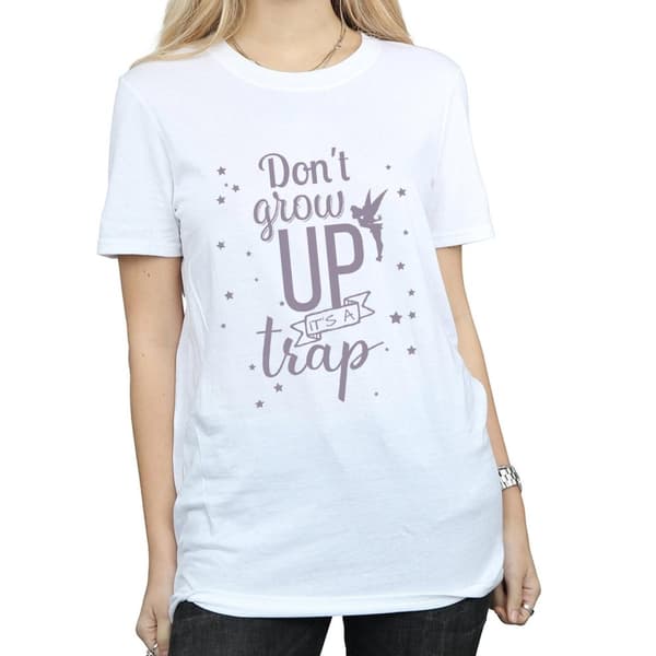 Disney Womens/Ladies Tinker Bell Don´t Grow Up Cotton Boyfriend T-Shirt