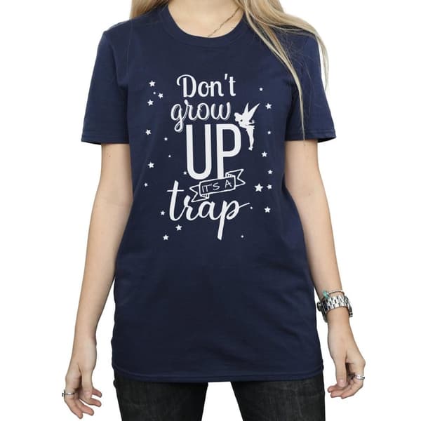 Disney Womens/Ladies Tinker Bell Don´t Grow Up Cotton Boyfriend T-Shirt