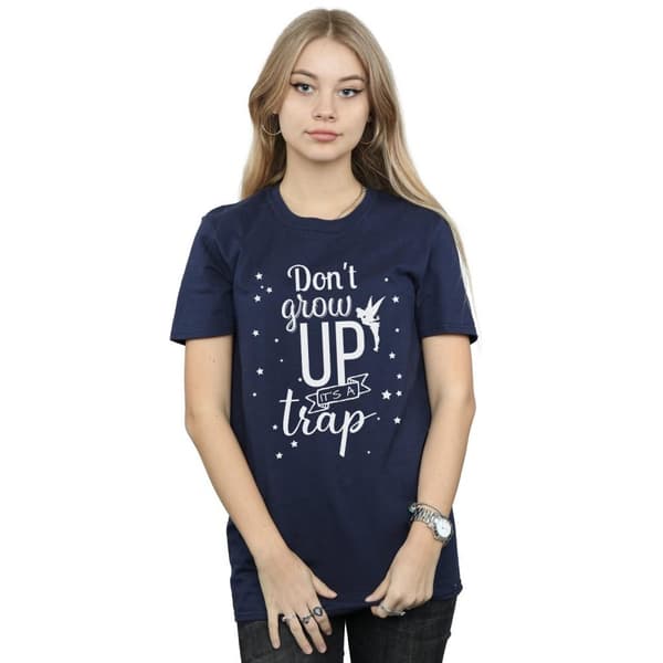 Disney Womens/Ladies Tinker Bell Don´t Grow Up Cotton Boyfriend T-Shirt