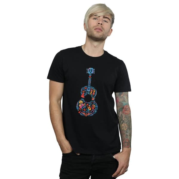 Disney Mens Coco Guitar Pattern T-Shirt