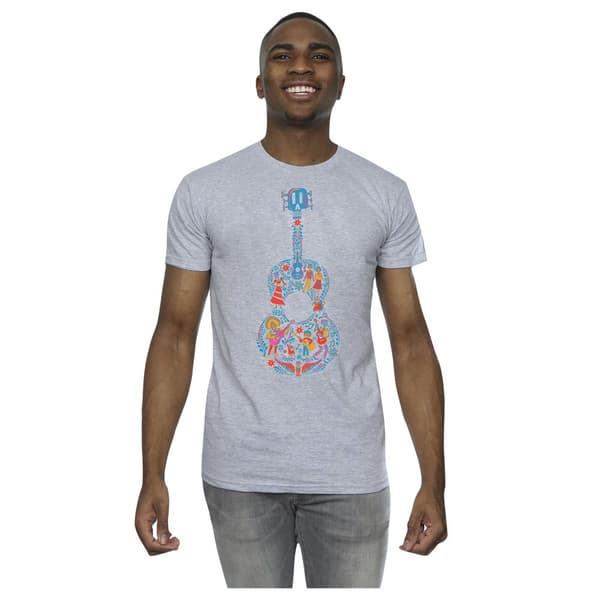 Disney Mens Coco Guitar Pattern T-Shirt